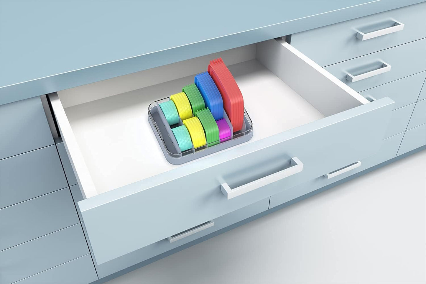 Food Container Lid Organizer Compatible with 12'' Deep Cabinets, GS01 (Gray)