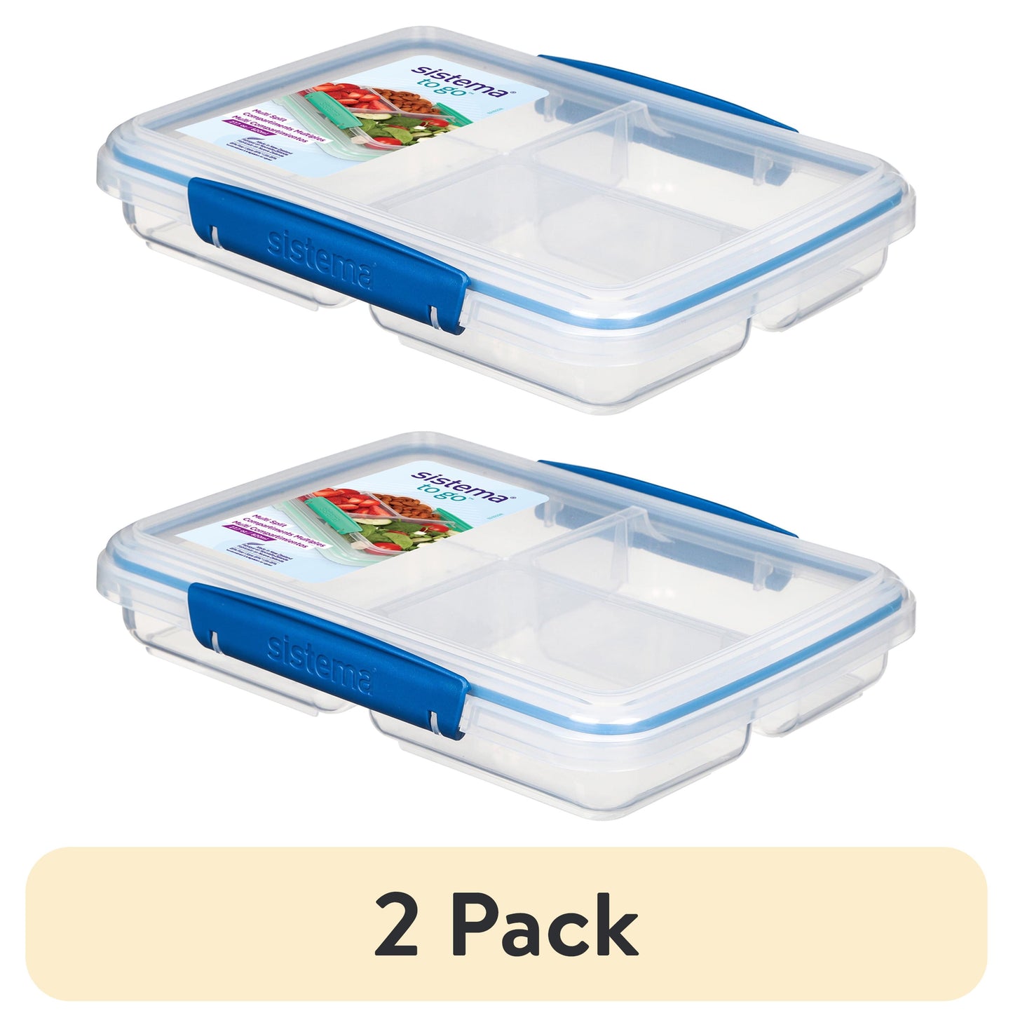 (2 Pack) to GO Multi Split Food Storage Container, 27.7Oz / 820Ml