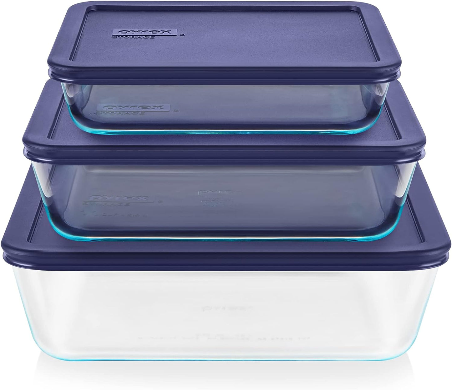 Simply Store (3-Pack) Rectangular Glass Food Storage Containers Set, (3, 6 & 11 Cup) Meal Prep Containers with Bpa-Free Lids, Dishwasher & Microwave Safe