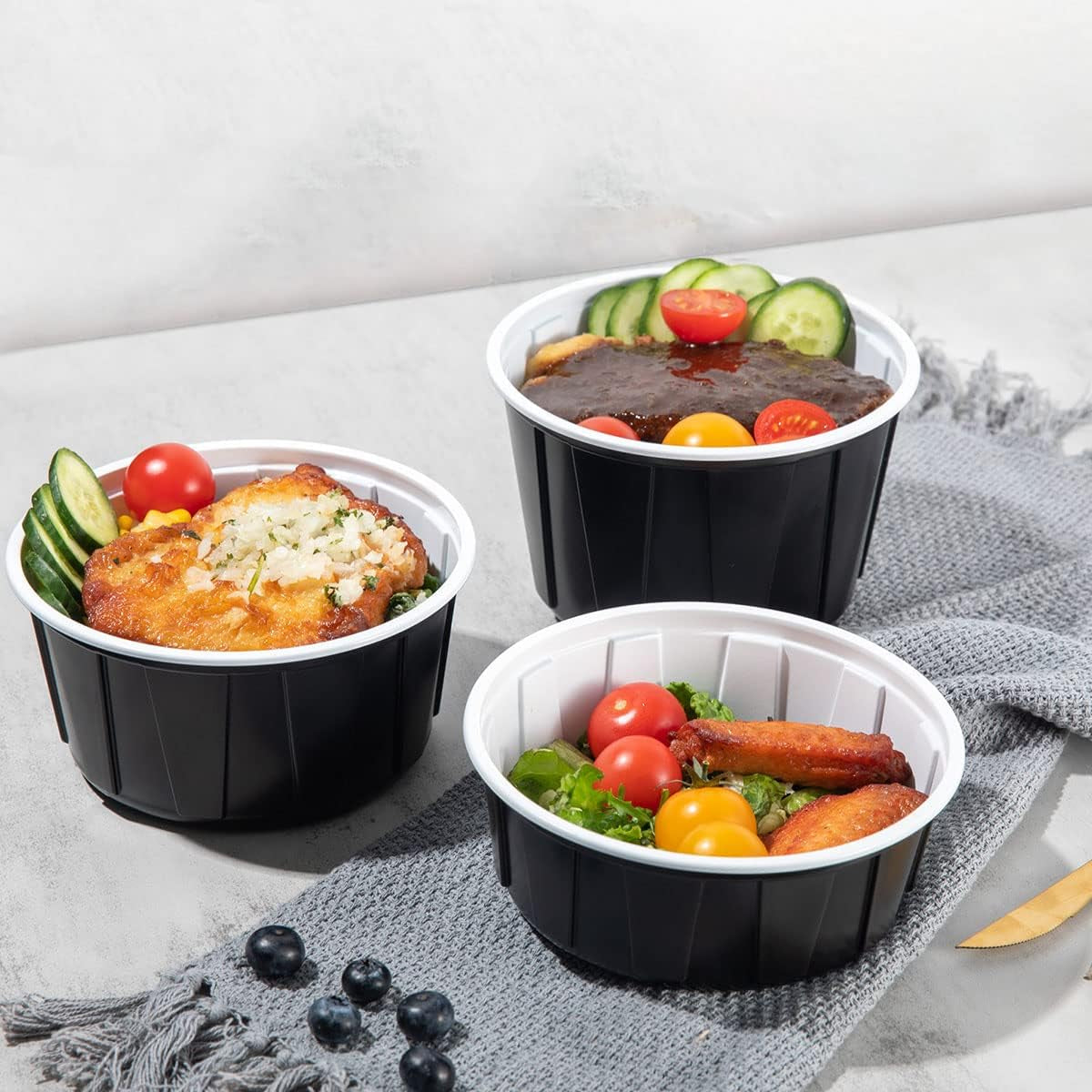 12Oz Meal Prep Food Container Sets with Airtight Deli Container Lids Bento Box Lunch Boxes Take Away 40 Sets Food Storage Two-Color Process Stackable Reusable BPA Free