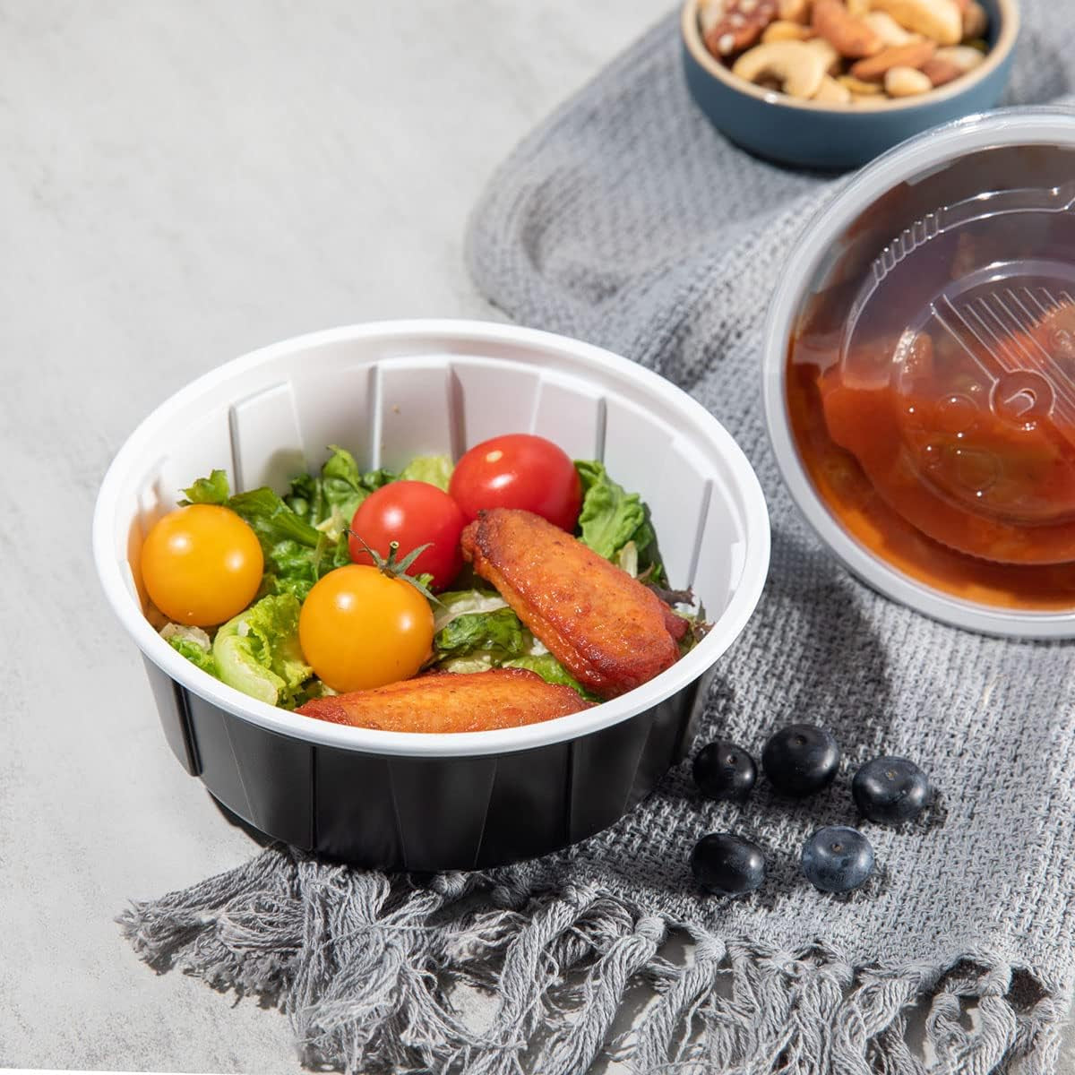 12Oz Meal Prep Food Container Sets with Airtight Deli Container Lids Bento Box Lunch Boxes Take Away 40 Sets Food Storage Two-Color Process Stackable Reusable BPA Free