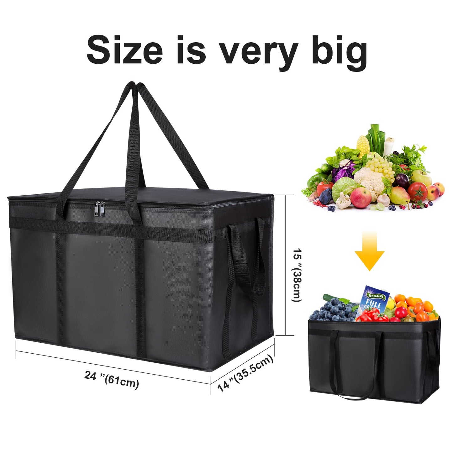 Insulated Food Delivery Bag Cooler Bags Keep Food Warm Catering Therma for Doordash Catering Cooler Bags Insulated Catering Bag 22X14X13 Therma Catering Shopper Accessories Hot XL XXL Pizza