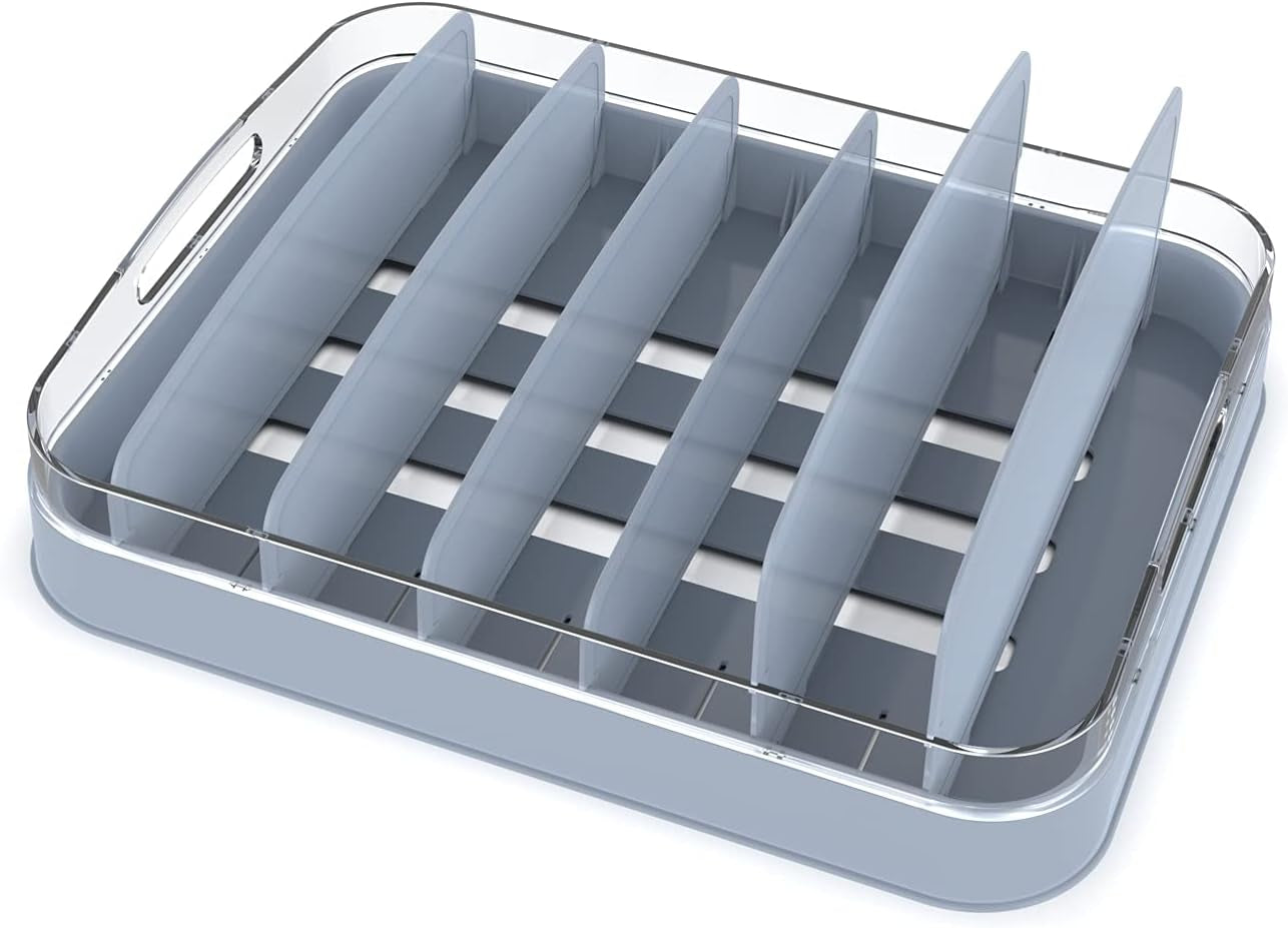 Food Container Lid Organizer Compatible with 12'' Deep Cabinets, GS01 (Gray)