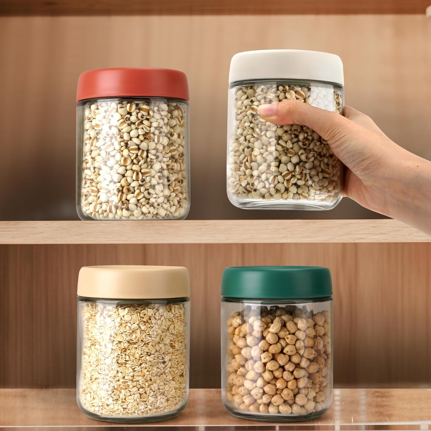 4-Pack Overnight Oats Containers with Lids 16Oz Glass Mason Jars Meal Prep Salad Food Cereal Snacks Pudding Yogurt Storage