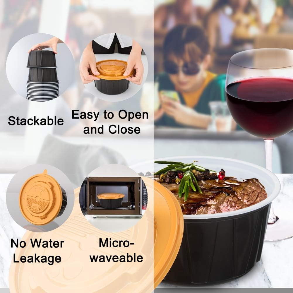 12Oz Meal Prep Food Container Sets with Airtight Deli Container Lids Bento Box Lunch Boxes Take Away 40 Sets Food Storage Two-Color Process Stackable Reusable BPA Free
