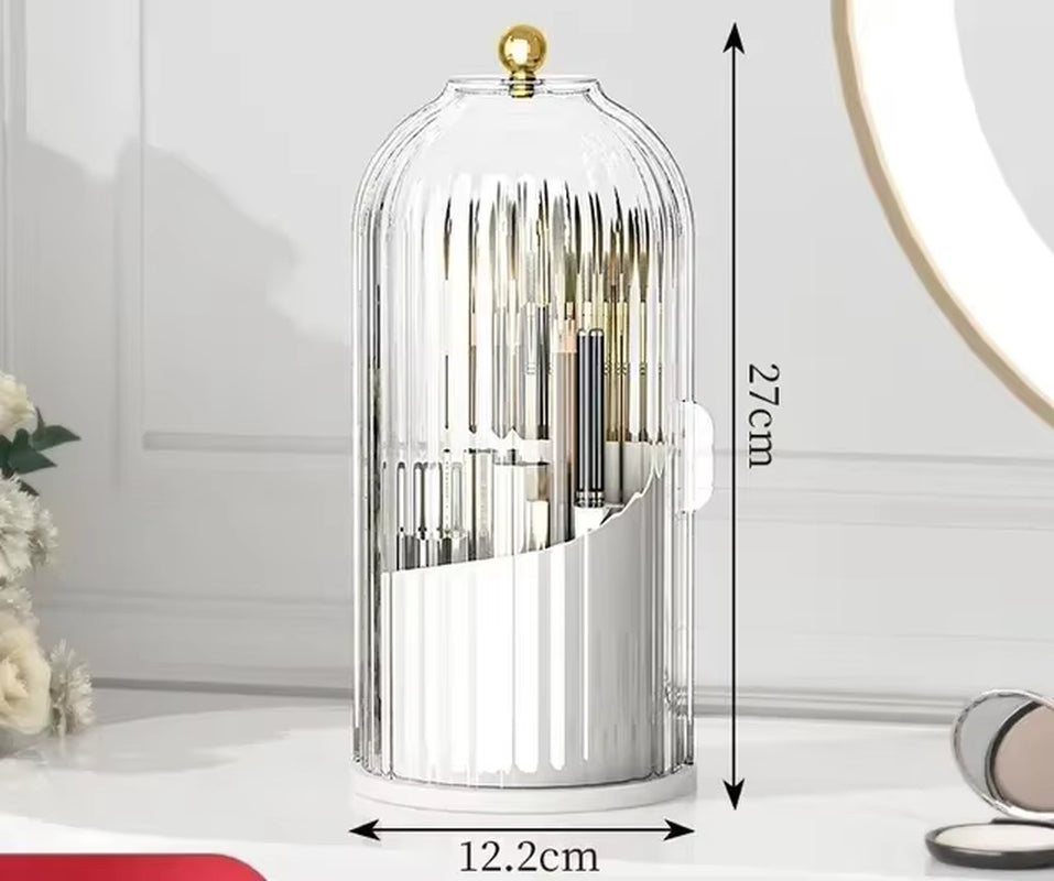 Soporte Giratorio De 360 ° Con Tapa Para Brochas De Maquillaje, Caja De Almacenamiento Para Lápiz Labial, Cejas, Sombra De Ojos,