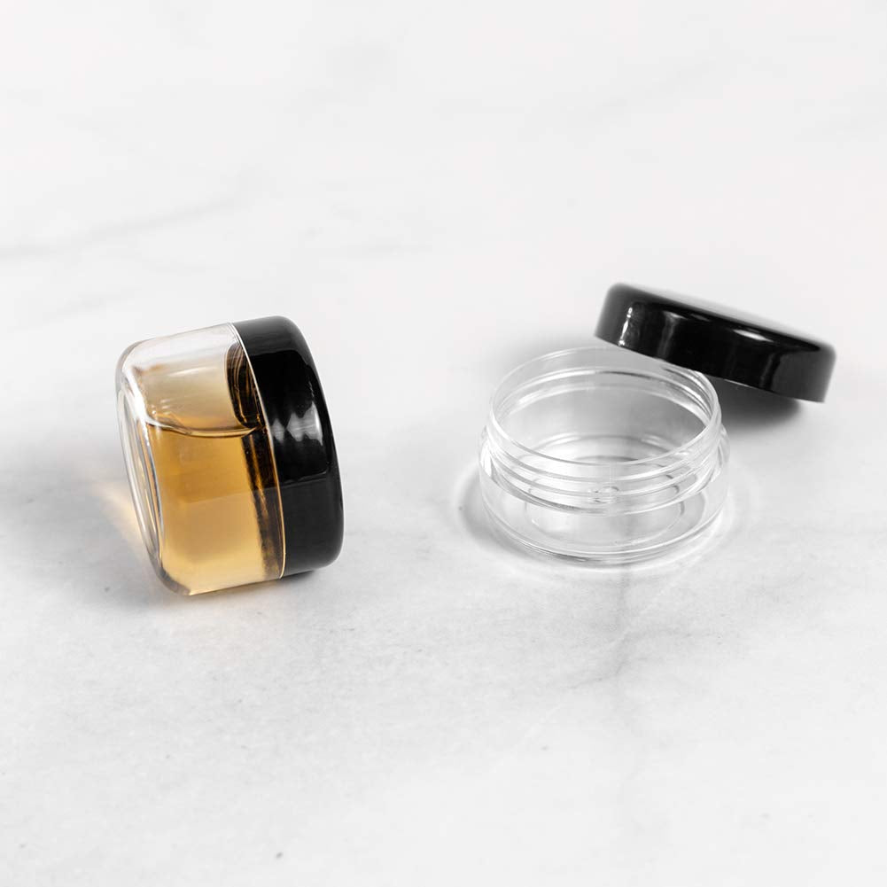 Polypropylene 5 Gram Cosmetic Containers 50Pcs Sample Jars Tiny Makeup Sample Containers with Lids (Black)