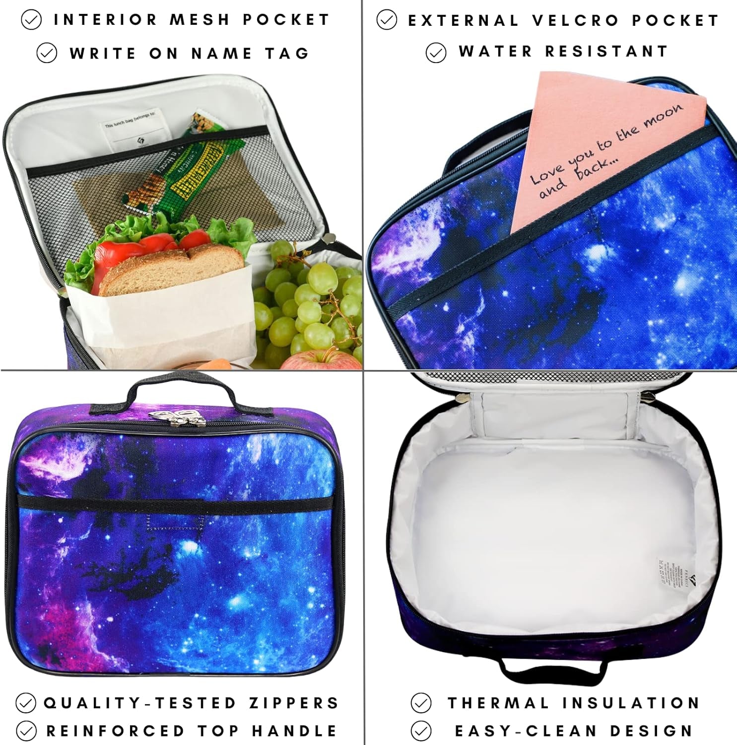 Tie Dye Lunch Box for Girls, Teens, Women, Kids, Insulated Lunch Bag, Soft Sided Compartments, Spacious, BPA Free, Food Safe, 10.8In X 8.5In X 2.8In, Pastel Pink Tie Dye