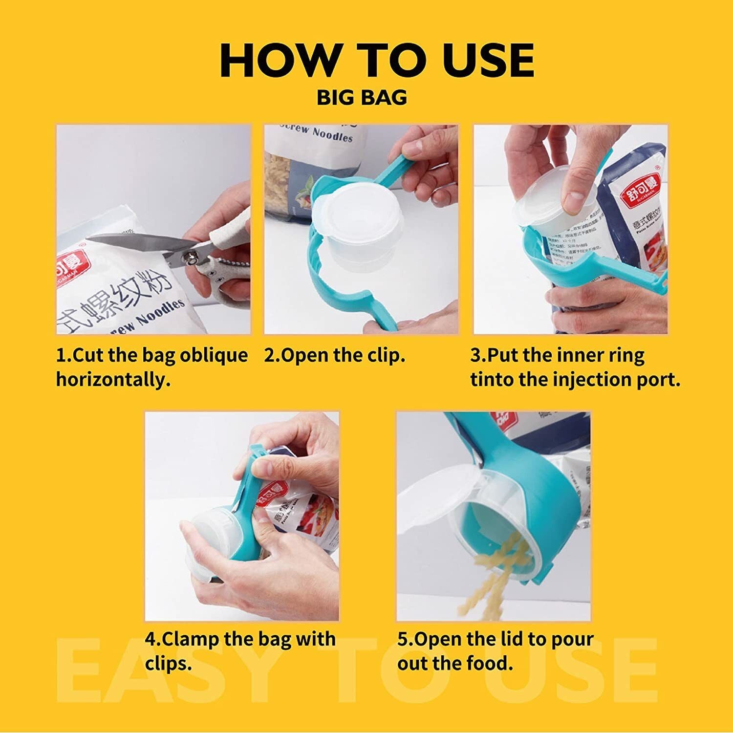 Food Storage Sealing Clips with Pour Spouts, Bag Clips, Food Storage.4Pcs