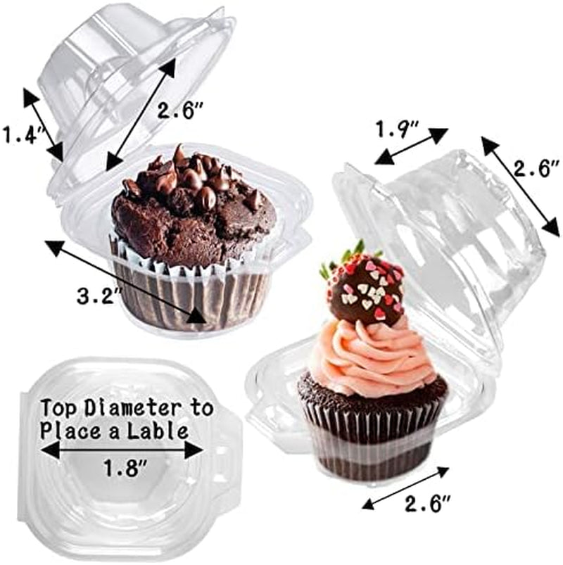 50 Pack Individual Cupcake Containers Plastic Cupcake Boxes Cupcake Holders Stackable Deep Dome Cupcake Carrier