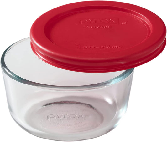 Simply Store 1-Cup Single Glass Food Storage Container with Lid, Non-Pourous Glass round Meal Prep Container with Lid, Bpa-Free Lid, Dishwasher, Microwave, Oven and Freezer Safe