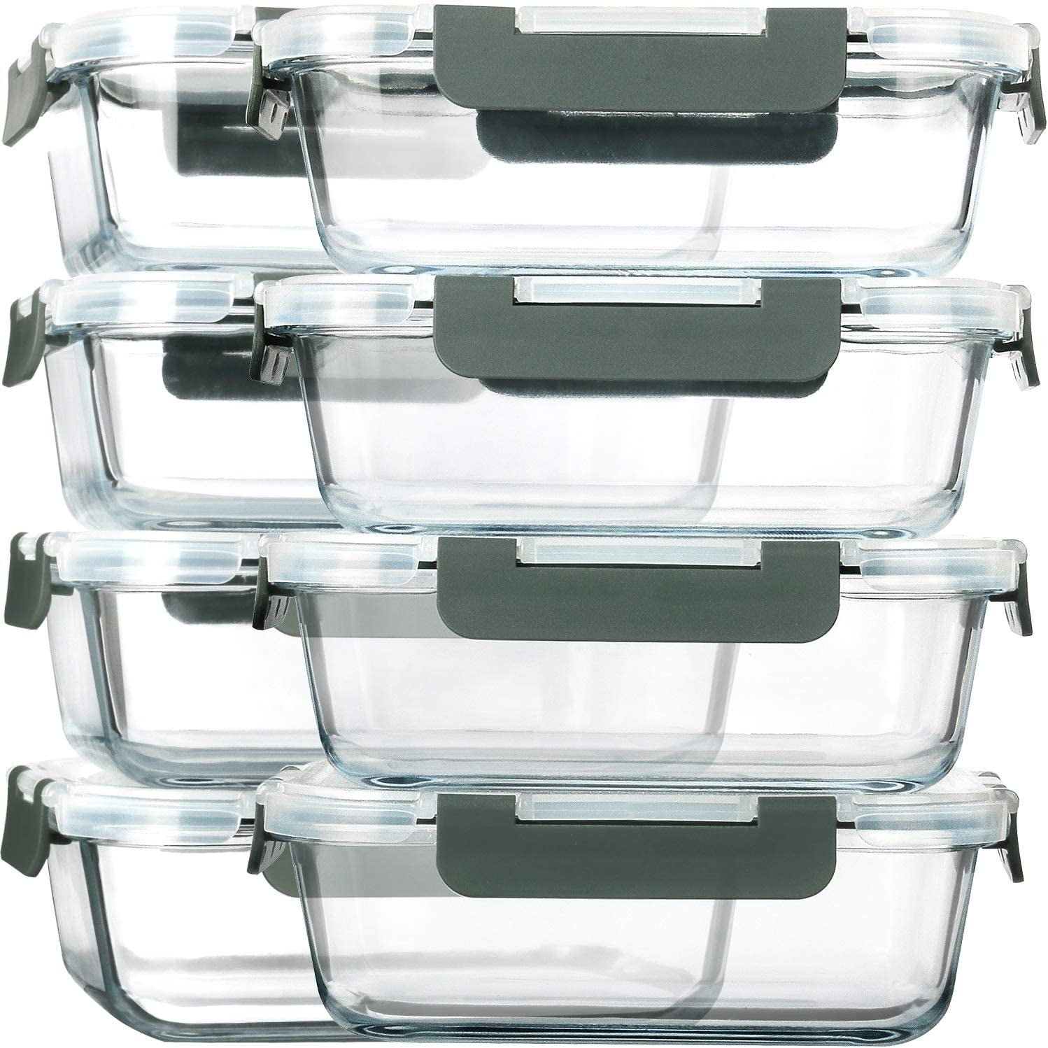 [8-Pack,30 Oz] Glass Meal Prep Containers,Glass Food Storage Containers,Airtight Glass Lunch Containers with Lids - Microwave, Oven, Freezer and Dishwasher