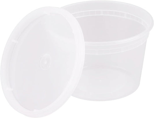 Microwavable Translucent Plastic Deli Container and Lid Combo Pack (16 OZ (PACK of 12))