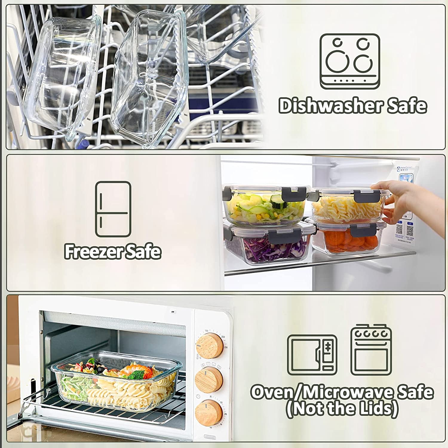 [8-Pack,30 Oz] Glass Meal Prep Containers,Glass Food Storage Containers,Airtight Glass Lunch Containers with Lids - Microwave, Oven, Freezer and Dishwasher
