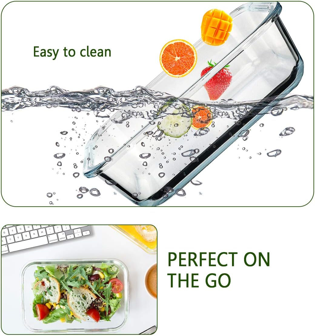 [8-Pack,30 Oz] Glass Meal Prep Containers,Glass Food Storage Containers,Airtight Glass Lunch Containers with Lids - Microwave, Oven, Freezer and Dishwasher