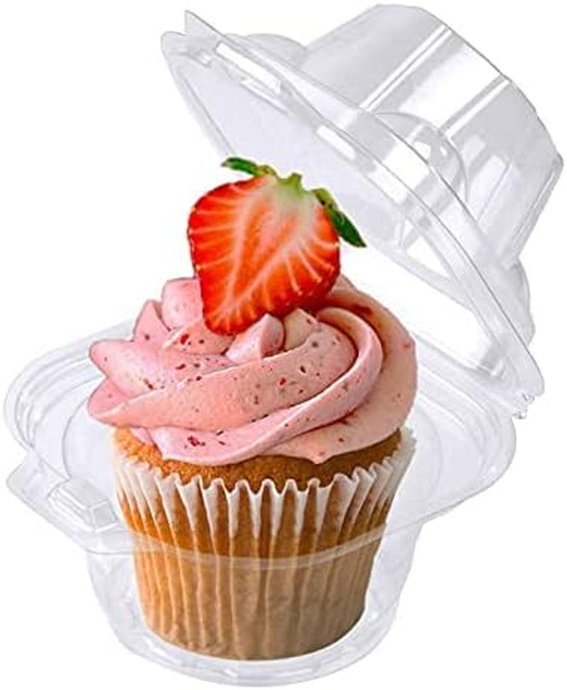 50 Pack Individual Cupcake Containers Plastic Cupcake Boxes Cupcake Holders Stackable Deep Dome Cupcake Carrier