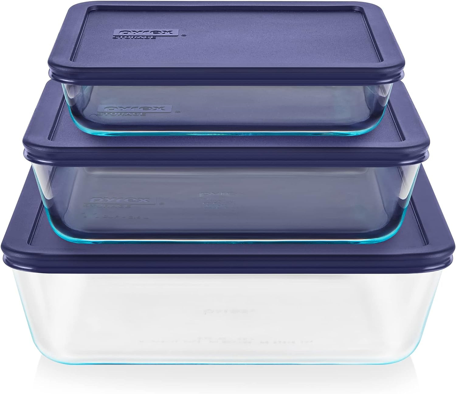 Simply Store (3-Pack) Rectangular Glass Food Storage Containers Set, (3, 6 & 11 Cup) Meal Prep Containers with Bpa-Free Lids, Dishwasher & Microwave Safe