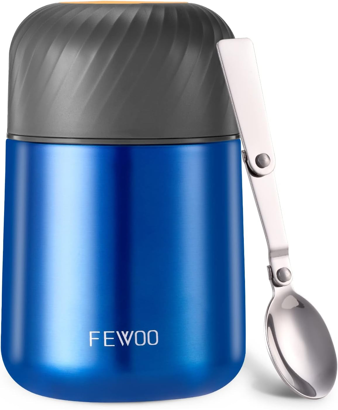 Food Jar - 20Oz Vacuum Insulated Soup Container, Stainless Steel Lunch Box for Kids Adult, with Folding Spoon for Hot or Cold Food (Bright Blue)