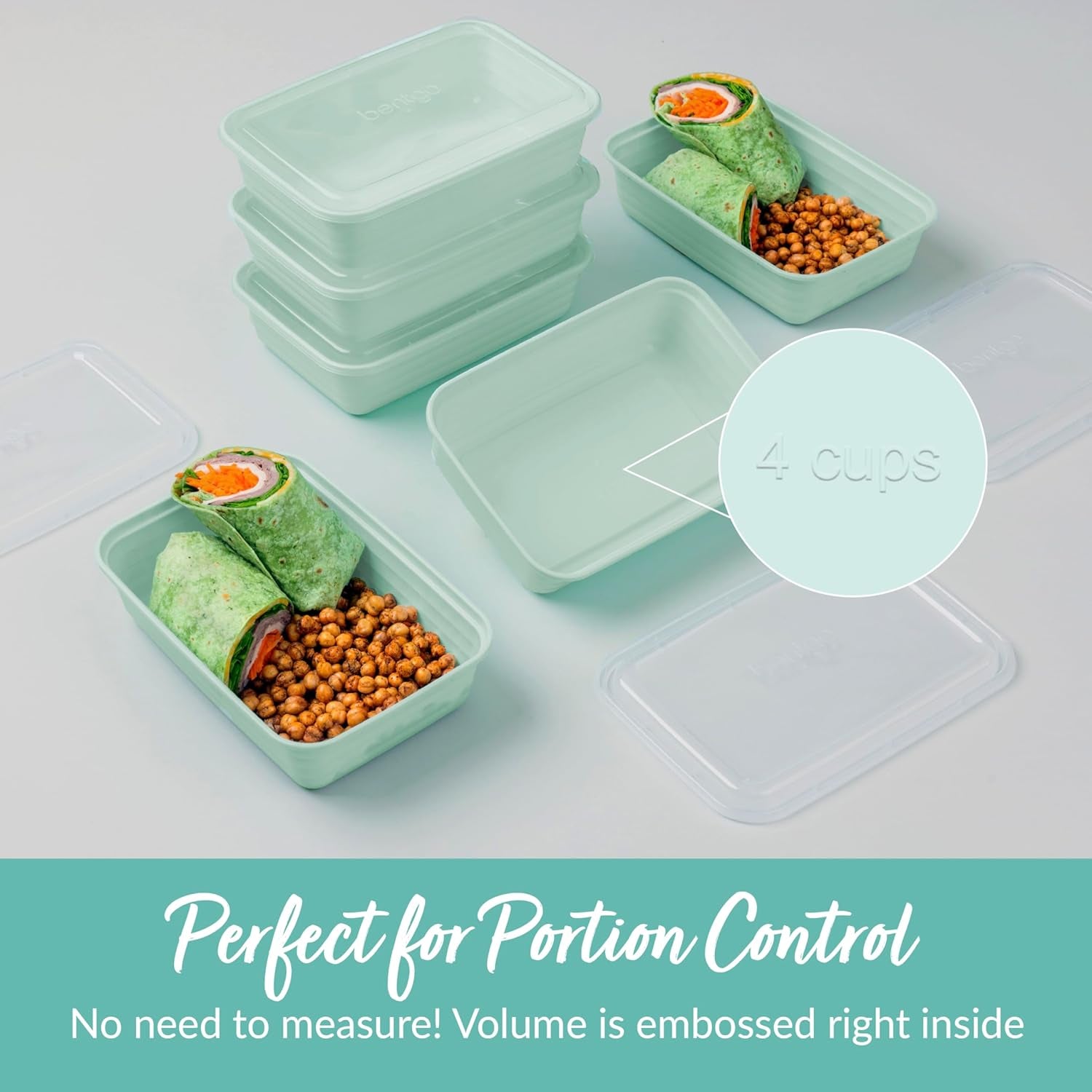 20-Piece Lightweight, Durable, Reusable Bpa-Free 1-Compartment Containers - Microwave, Freezer, Dishwasher Safe - Mint