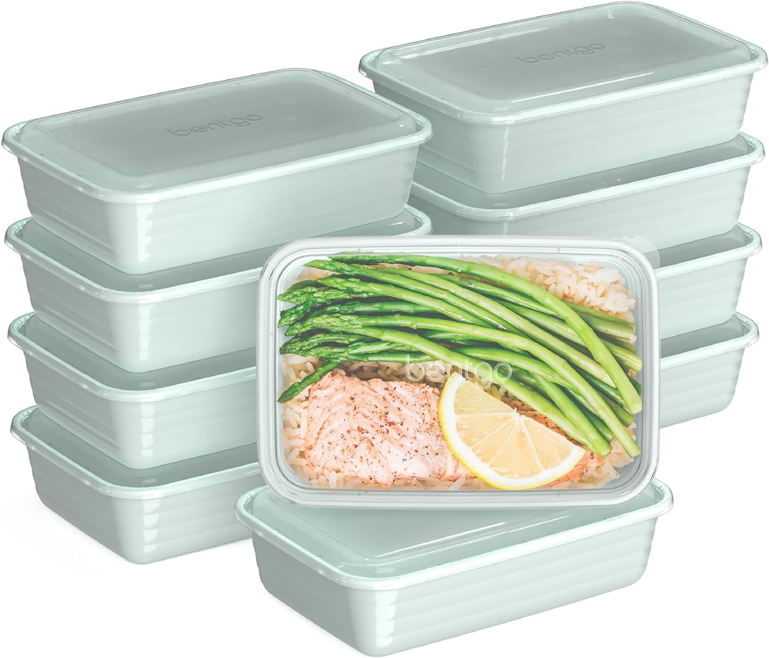 20-Piece Lightweight, Durable, Reusable Bpa-Free 1-Compartment Containers - Microwave, Freezer, Dishwasher Safe - Mint