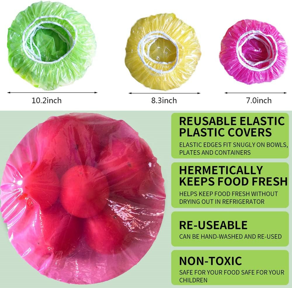 Elastic Food Storage Covers Reusable Stretch Plastic Wrap Bowl Covers Fresh Keeping Bags Elastic Alternative to Foil for Family Outdoor Picnic 3 Size Bowl Covers for Bread Proofing(60)