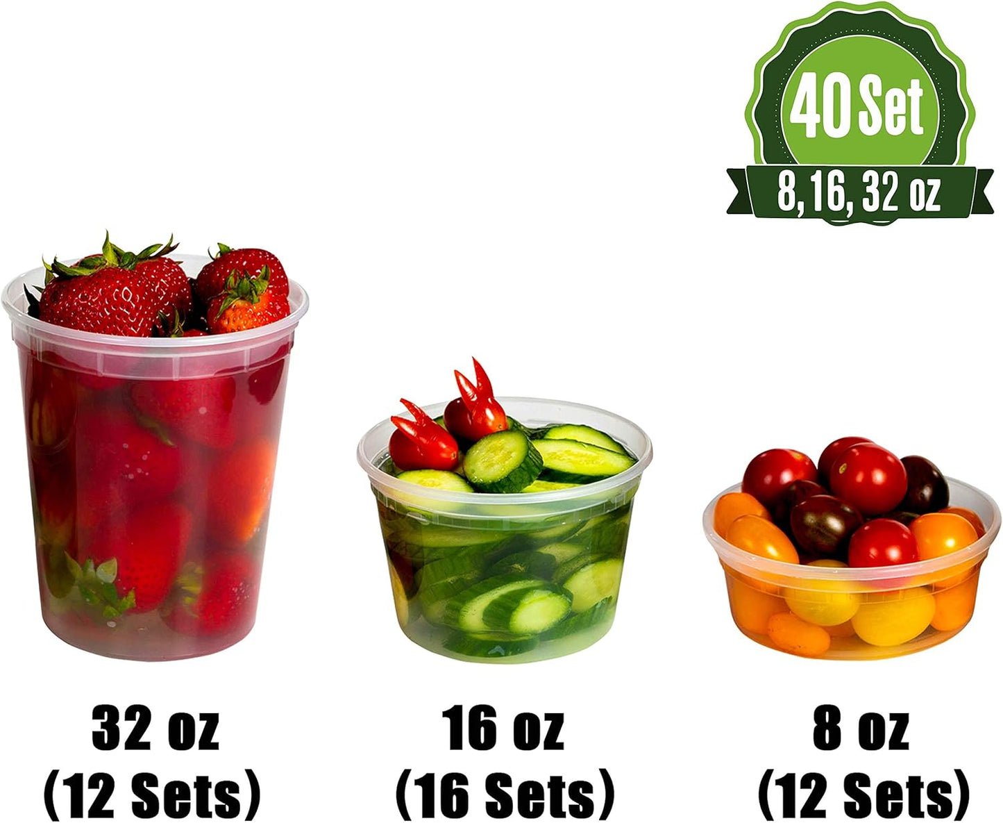 Leakproof Combo Pack Slime Small, Deli Plastic Food Containers with Lids [Reuseable, Kitchen Storage, Disposable, Lunch Meal Prep, Soup, Portion Control, Dishwasher, Microwaveable & Freezer Safe]
