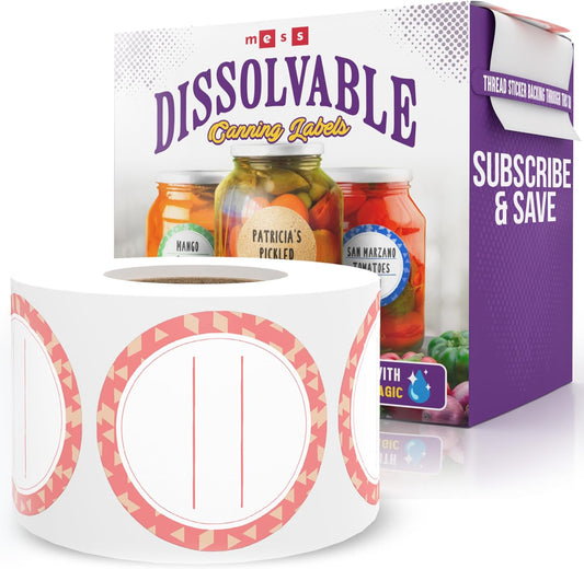Dissolvable Canning Labels for Jars – 200 Dissolvable Mason Jar Labels - Dissolvable Food Labels for Containers - Jam Homemade Canning Jar Labels Stickers - Removable Mason Jar Labels 2" Coral