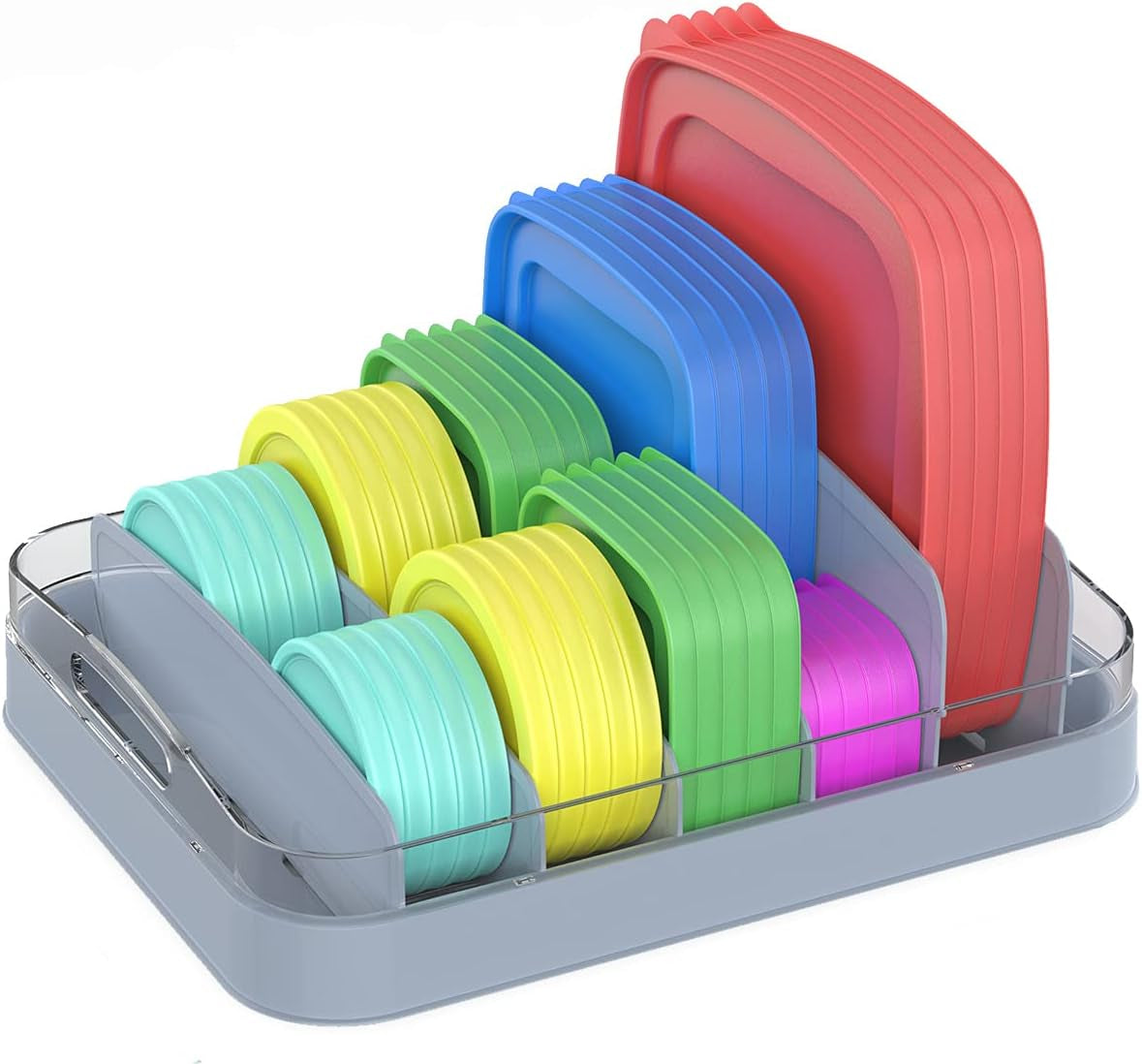 Food Container Lid Organizer Compatible with 12'' Deep Cabinets, GS01 (Gray)
