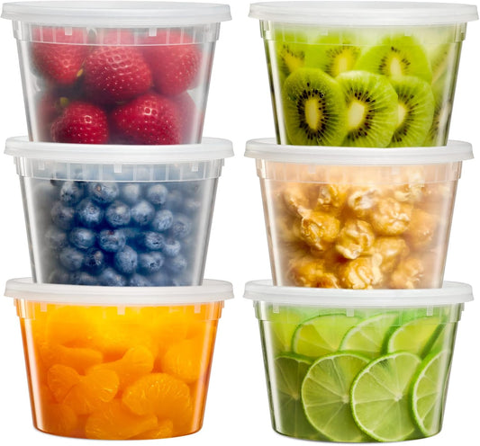 [16 Oz. -24 Sets Deli Food Storage Freezer Containers with Leak-Proof Lids