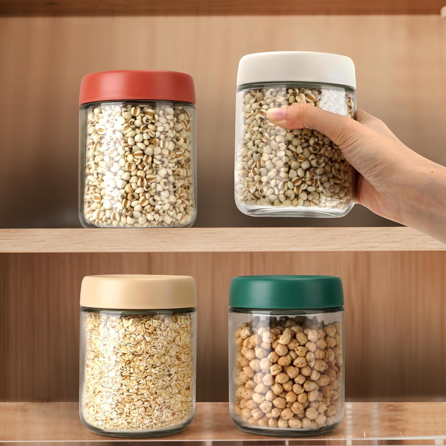 4-Pack Overnight Oats Containers with Lids 16Oz Glass Mason Jars Meal Prep Salad Food Cereal Snacks Pudding Yogurt Storage