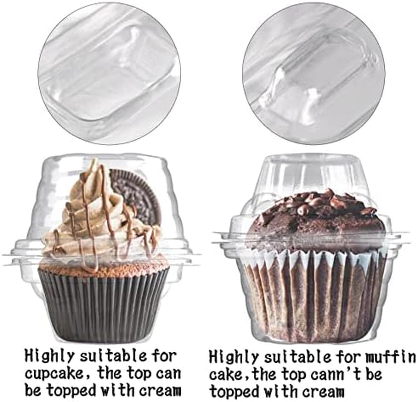 50 Pack Individual Cupcake Containers Plastic Cupcake Boxes Cupcake Holders Stackable Deep Dome Cupcake Carrier