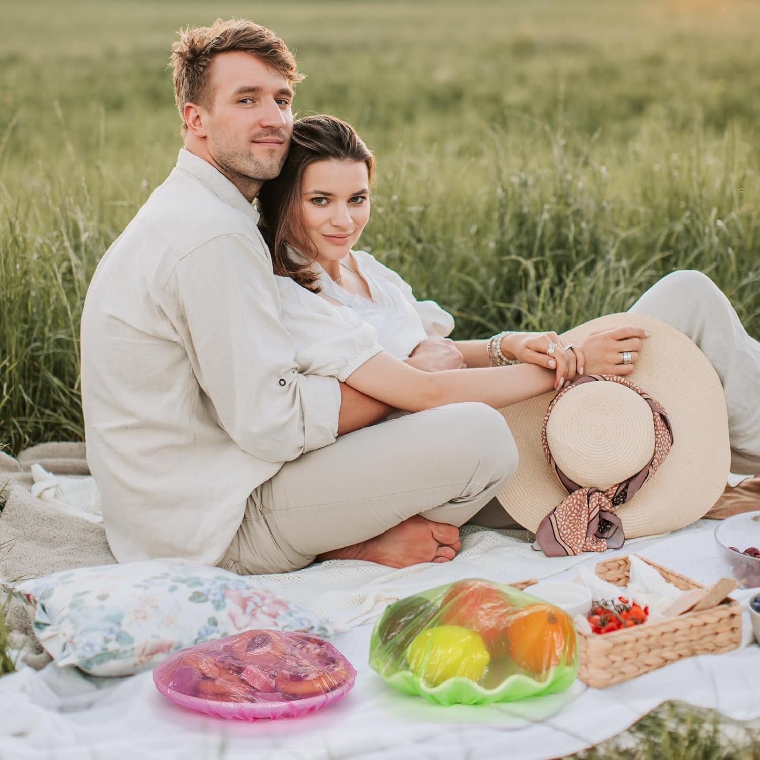 Elastic Food Storage Covers Reusable Stretch Plastic Wrap Bowl Covers Fresh Keeping Bags Elastic Alternative to Foil for Family Outdoor Picnic 3 Size Bowl Covers for Bread Proofing(60)