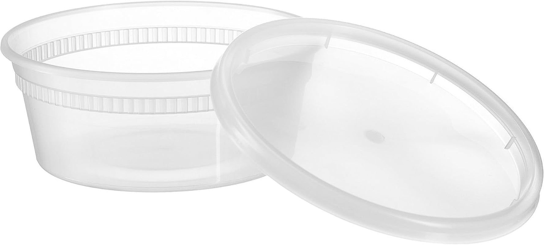 [48 Count 8 Oz Combo] Disposable Plastic Deli Food Storage Containers with Plastic Lids, Leakproof, Great for Meal Prep, Picnic, Take Out, Traveling, Fruits, Snack, or Liquids